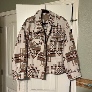 Vanilla Bay Southwestern Patterned Jacket in Cream and Brown